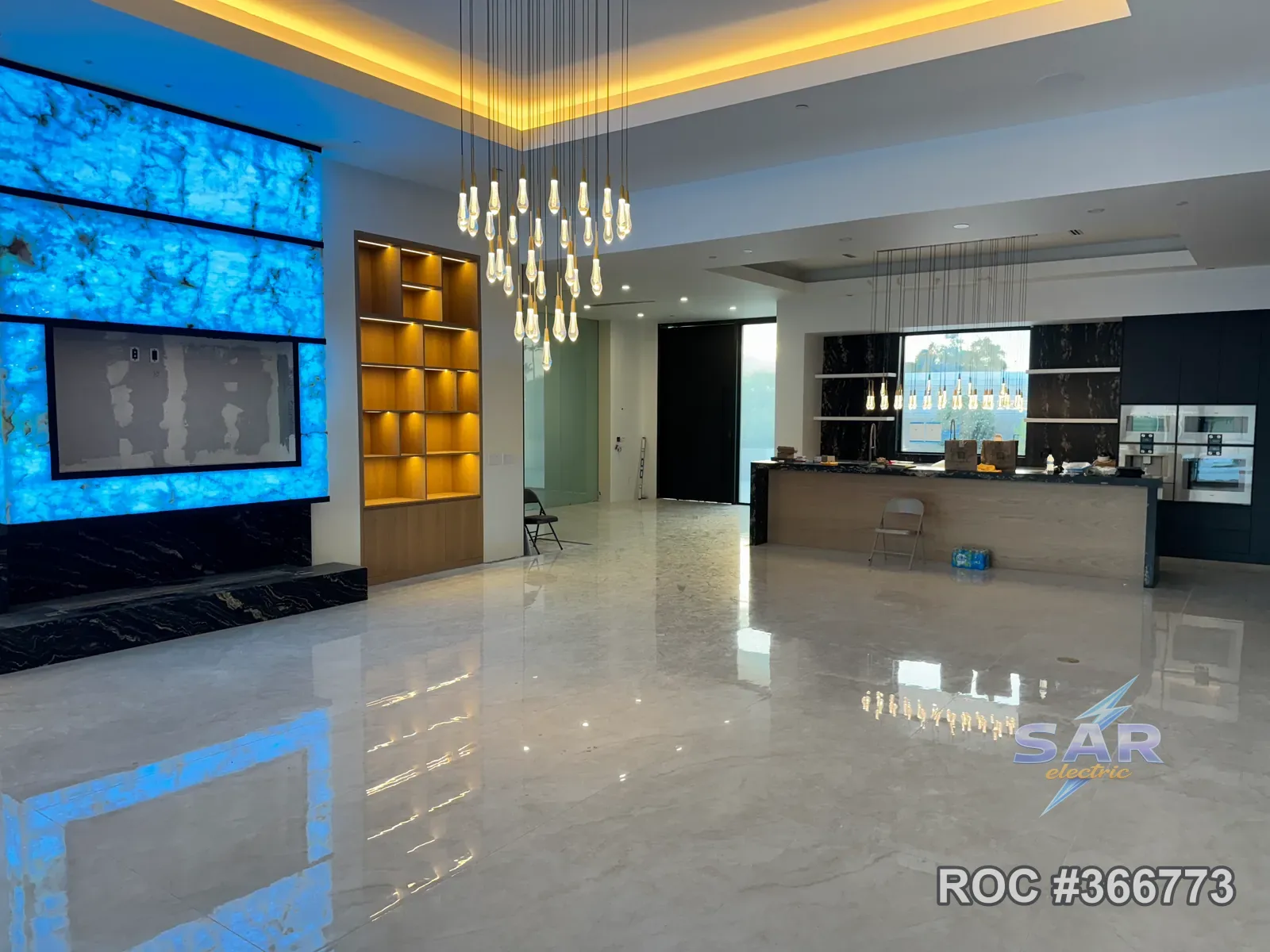 Backlit Onyx Feature Wall — Luxury Home electrical project by SAR Electric